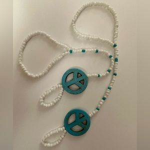 Ankle/foot bracelet beaded peace sign